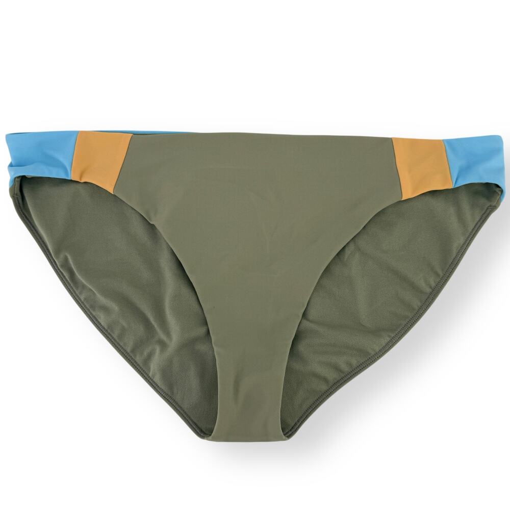 Prana Tulum UPF 50+ Colorblock Bikini Bottoms Sz M Agave Green Swim Bathing Suit